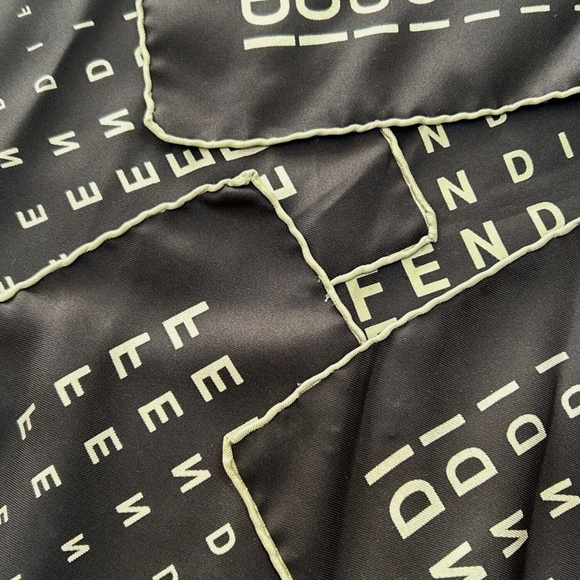 Sold! Fendi EUC brown logomania silk scarf - Picture 5 of 5